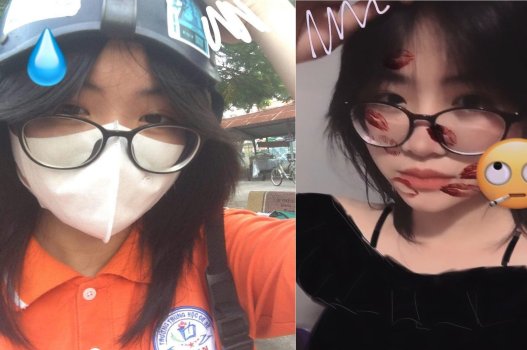 Nữ sinh xinh đẹp quái lạ với kính